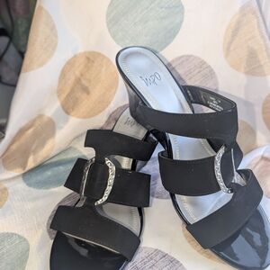 Impo Black Heels with Silver Embellishments